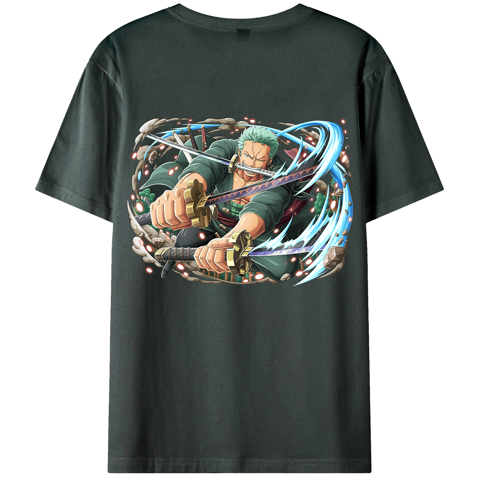 ワンピース ロロノア・ゾロ ONE PIECE Roronoa Zoro 綿100％ メンズ半袖Tシャツ（バックプリント） 通気性